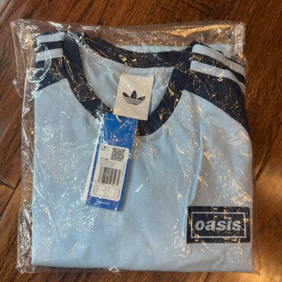 Oasis x Adidas 2025 Tour Chicago Long Sleeve Shirt Sky Blue New XL NWT